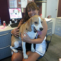 RAND employee and dog.